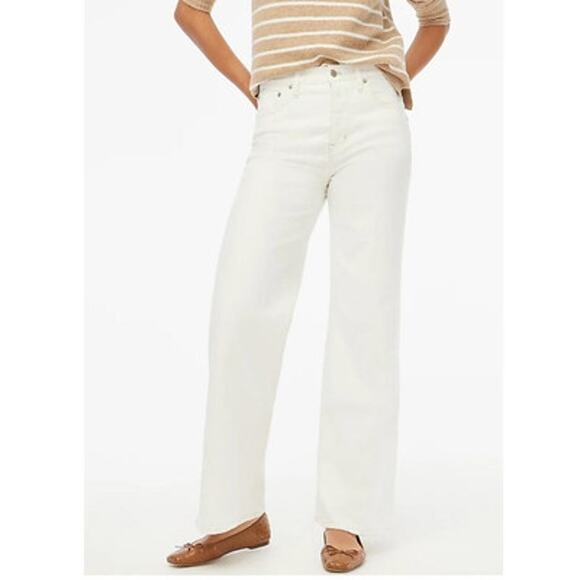 NWT J.Crew Factory Premium Edition Vintage Wide Leg Jean in White 29P Petite - Picture 1 of 7